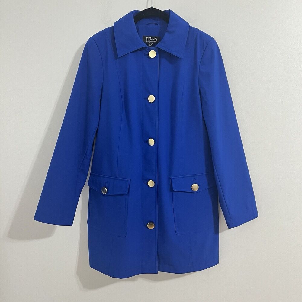 Dennis By Dennis Basso Soft Shell Jacket‎ Size S Royal Blue Mid Length Trench